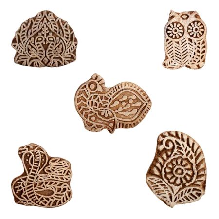 Set of 5 Piece New Mix Wooden Printing Block